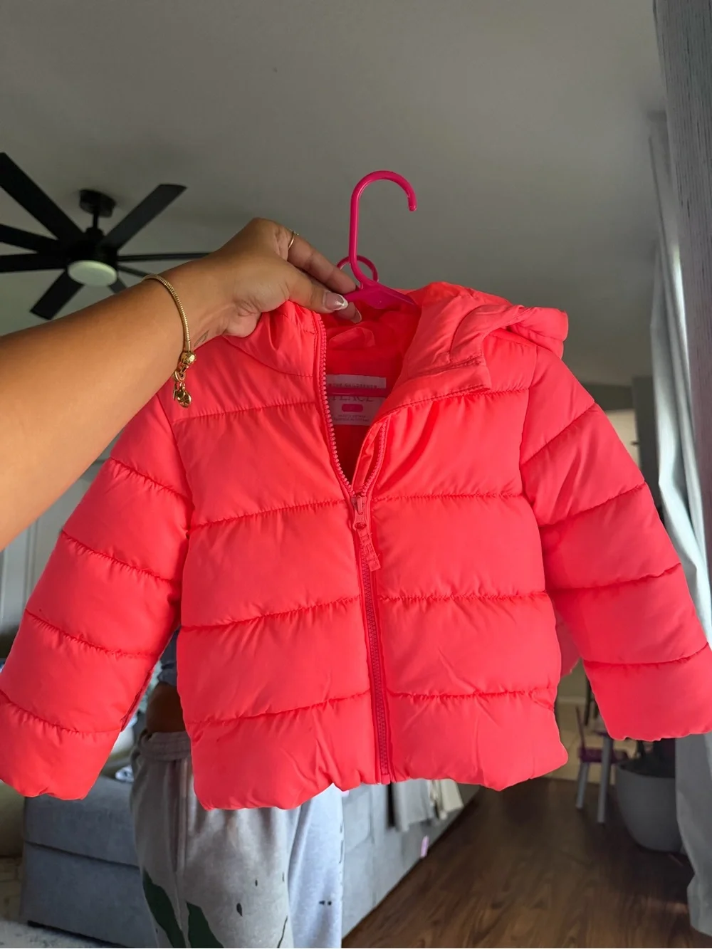 The Children's Place Bright Coral Puffer Jacket with Hood